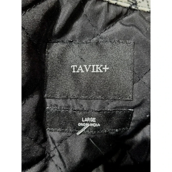 Tavik Flannel Full Zip Shacket Men's Size Large Black White Plaid Pockets - Picture 6 of 6